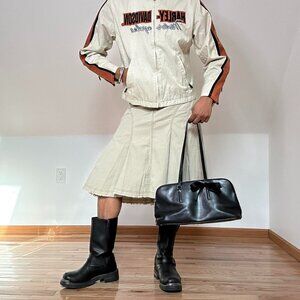 Vintage Faded Glory Denim Cream Midi Skirt Size 10